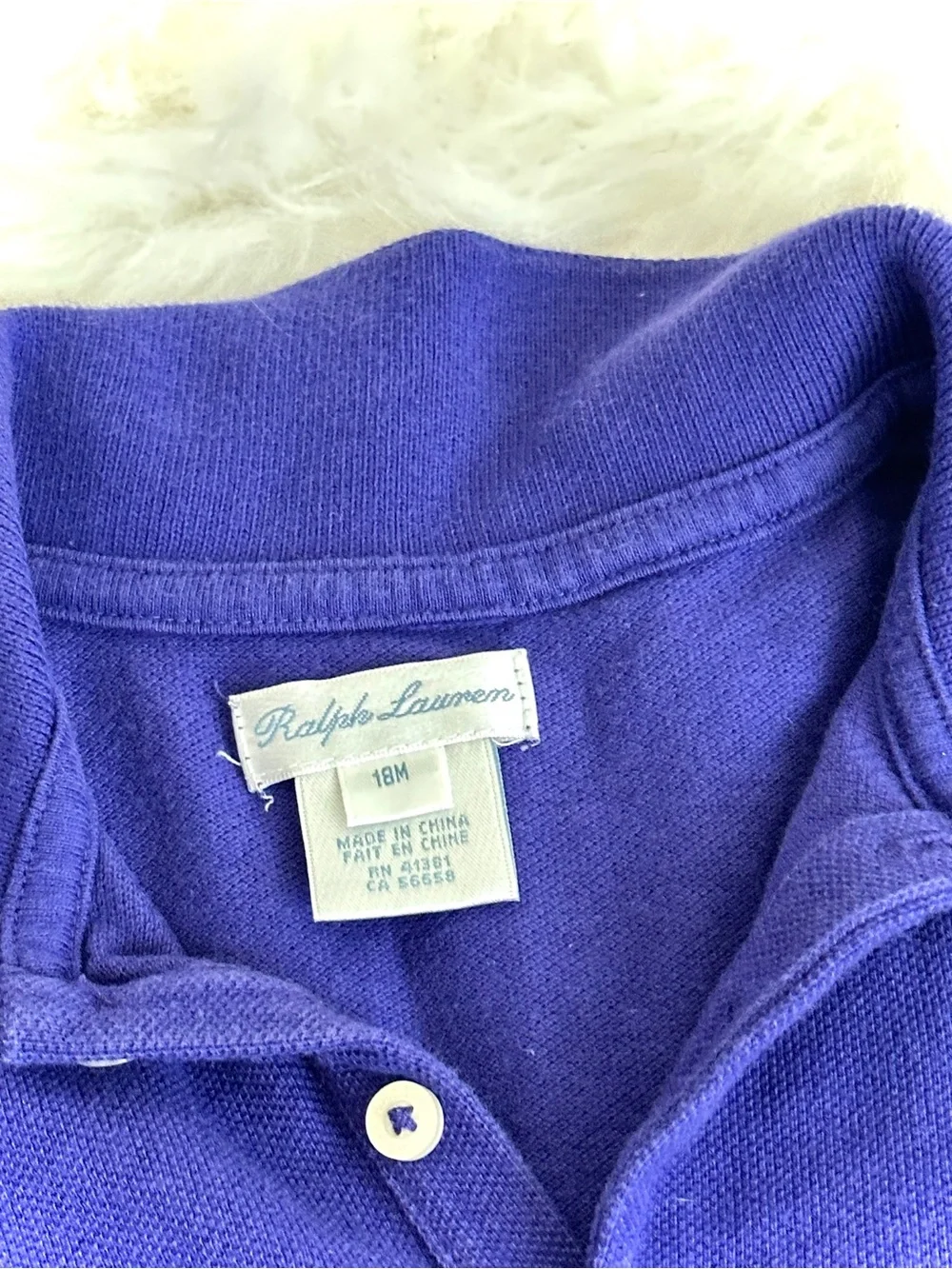 Vintage Ralph Lauren Baby Girls Purple Polo Dress 18M Ruffle Hem